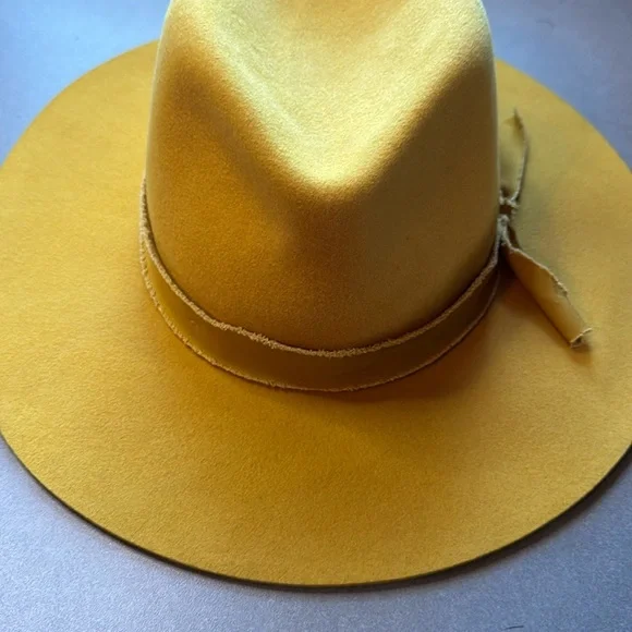 Olive & Pique Kaia Panama Hat Mustard Yellow Wool Western Boho Rancher - Picture 1 of 6